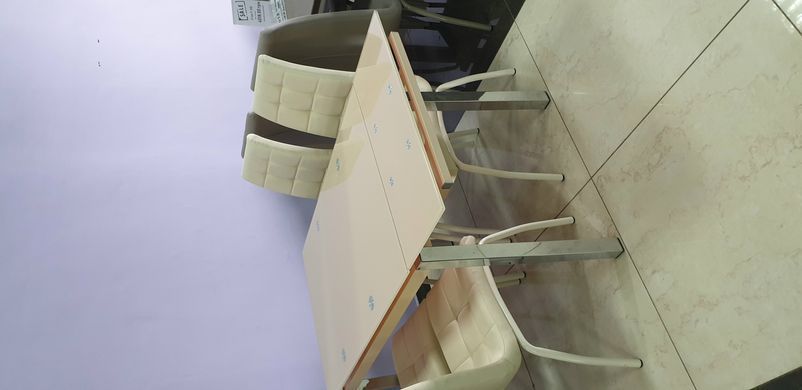 Стіл розкладний T-231-8 VETRO 90(150)x70 Кремовий жива фотографія