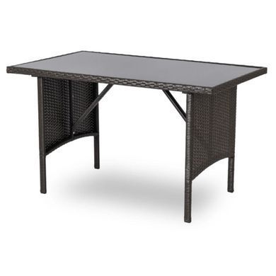 Набір садових меблів MEBEL ELITE ATLANTA (Диван+2 крісла+2 пуфа+стіл) Чорний / техноротанг