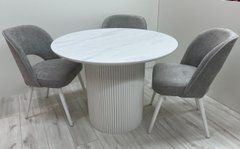Стол Обеденный B5 Bonsso 120X120 Белый Эффект Мрамора реальная фотография