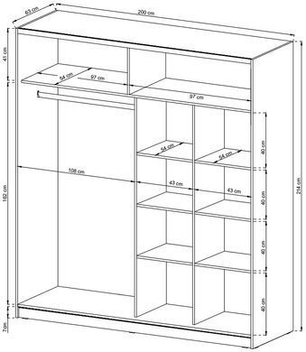 Шкаф-купе Perfect Home Мика III / Mika III 200 2-дверный с зеркалом Белый реальная фотография