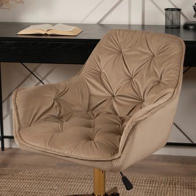 Компьютерное кресло MILAN Velvet Mebel Elite Бежевый / Золотой реальная фотография