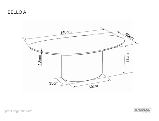 Журнальний столик BELLO A Кераміка Signal 120x80 Глянцевий Чорний/ Мідний жива фотографія