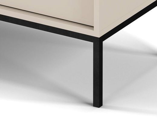 Стол журнальный Perfect Home Моно/Mono с 2 ящиками и черными ножками ML104 Беж песочный реальная фотография