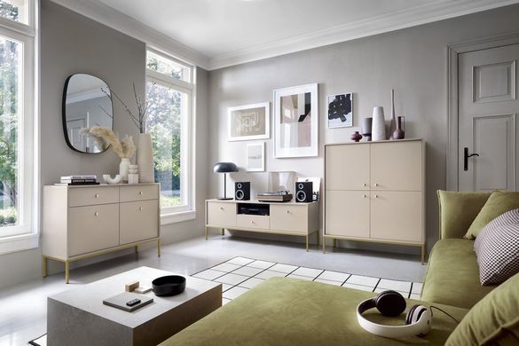 Стол журнальный Perfect Home Моно/Mono с 2 ящиками и черными ножками ML104 Беж песочный реальная фотография