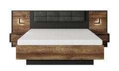 Кровать с 2 тумбами СТОКГОЛЬМ Prestol 160x200 Каштан / Антрацит реальная фотография