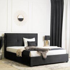 Кровать двуспальная бархатная MEBEL ELITE ANDRE Velvet 160x200 Темно Серый реальная фотография