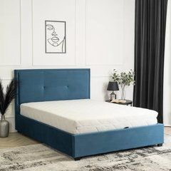 Кровать ANDRE Velvet Mebel Elite 140x200 см Темно-синий реальная фотография