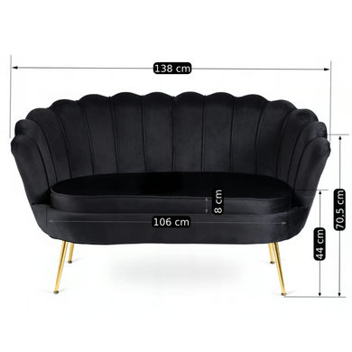 Софа Zendaya MEBEL ELITE 138 см Черный / Золото