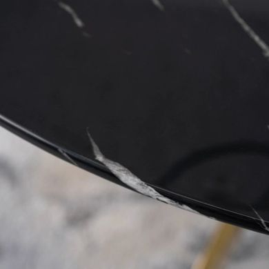Стіл круглий MEBEL ELITE BALI 100 см Чорний мармур/золото жива фотографія