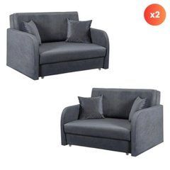 Набор из 2х раскладных кресел MEBEL ELITE VERO 2, 126 см, Серый/велюр