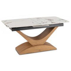 Стіл ALICANTE Mebel Elite 160(200)х90 Білий мармур/Дуб жива фотографія