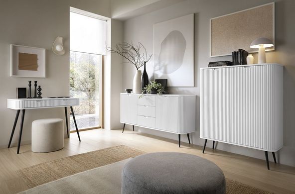 Комод Perfect Home Зова/Zova 2-дверный с 3 ящиками и черными ножками KSZ168 Белый реальная фотография