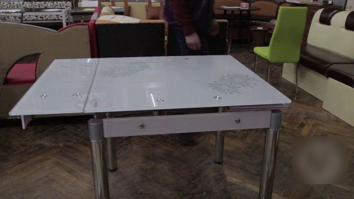 Стіл Скляний GD-082 Signal 80(131)x80 Білий жива фотографія