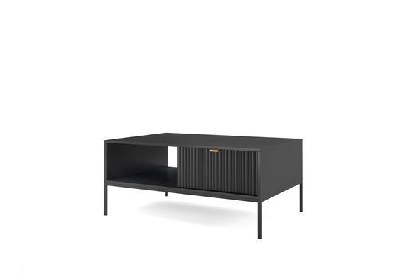 Стол журнальный Perfect Home Новая/Nova с 2 ящиками и черными ножками L104 Черный реальная фотография