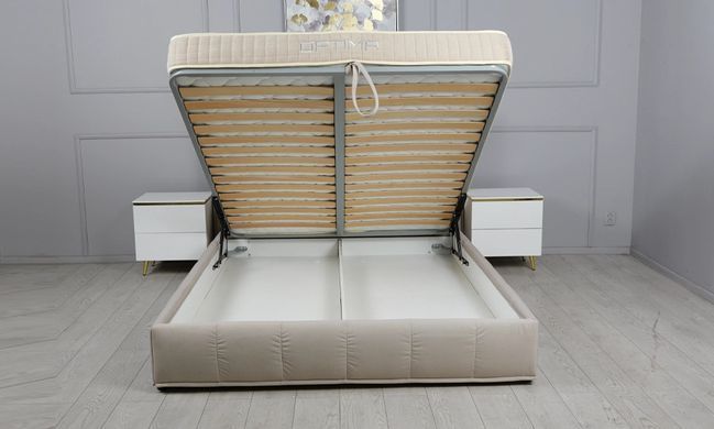 Кровать ТЕАНА&nbsp;Prestol 160x200 бежевое с подъемным механизмом (тк. Columbus 17) реальная фотография