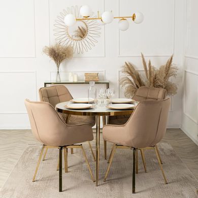 Стіл круглий TINGA MEBEL ELITE 100X100 Білий мармур жива фотографія