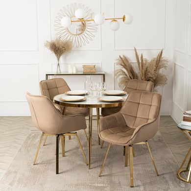 Стіл круглий TINGA MEBEL ELITE 100X100 Білий мармур жива фотографія